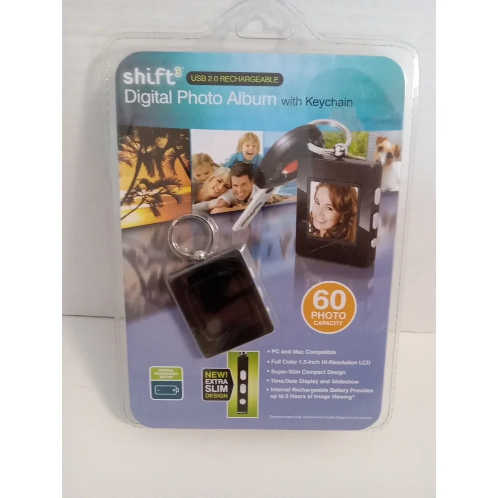 SHIFT 3 Digital Photo Album with Keychain‎ Black USB 2.0 Rechargeable